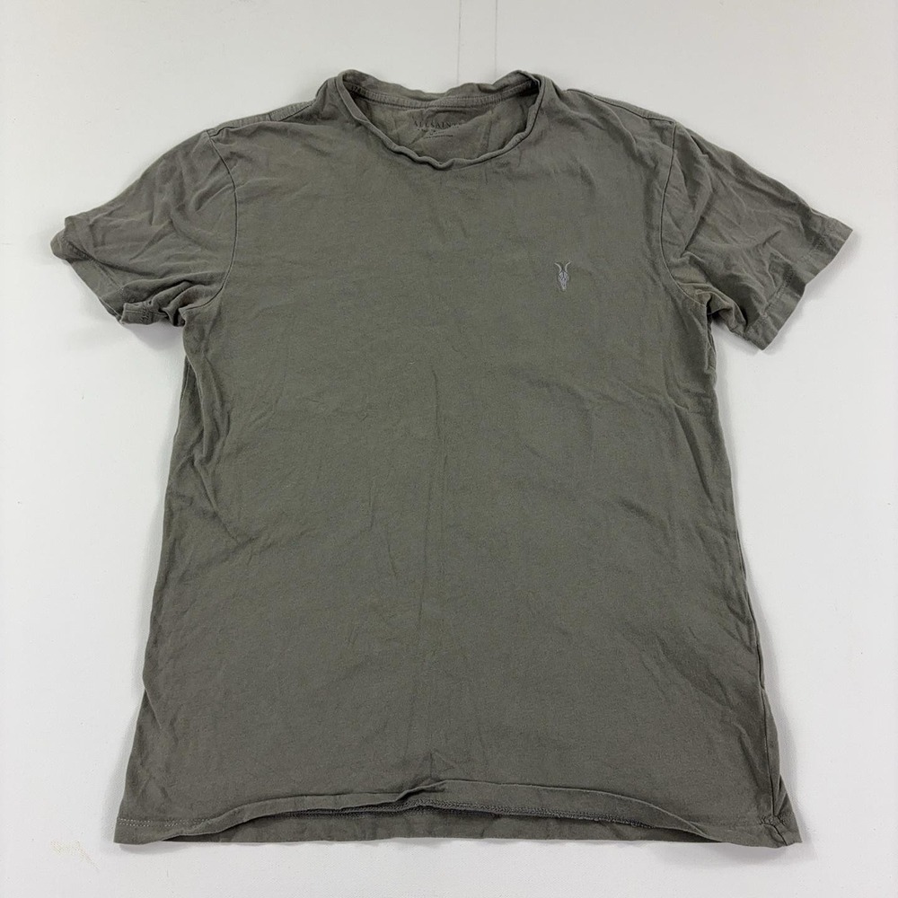 AllSaints Shirt Mens XS Gray Tagless Brace SS Crew Cotton Jersey Tee Slim Fit
